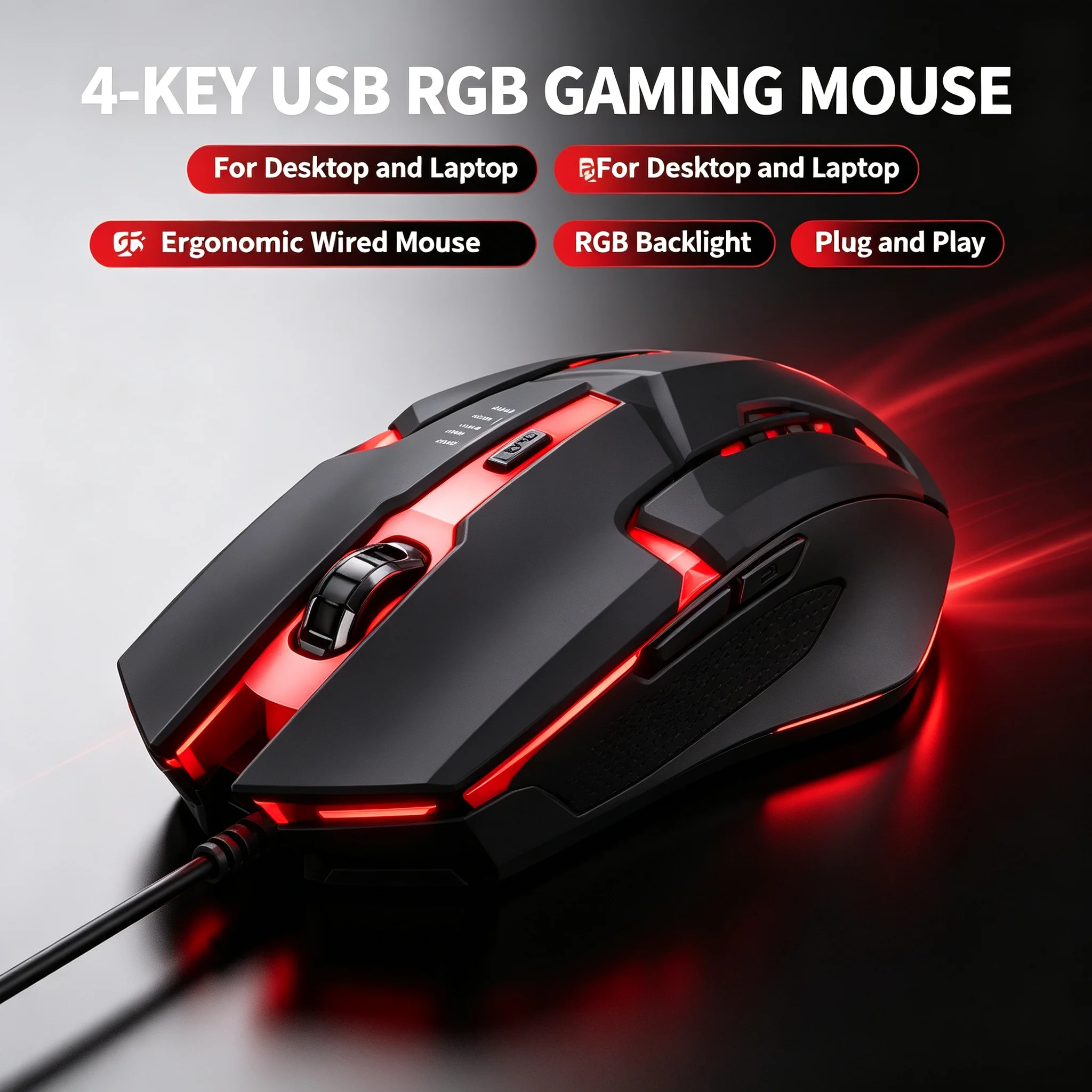 Laptop Mouse - เมาส์เกมมิ่งคุณภาพสูง ดีไซน์ตามหลักสรีรศาสตร์ รุ่นใหม่ล่าสุด เหมาะสำหรับคอมพิวเตอร์เดสก์ท็อปและแล็ปท็อป เมาส์ USB