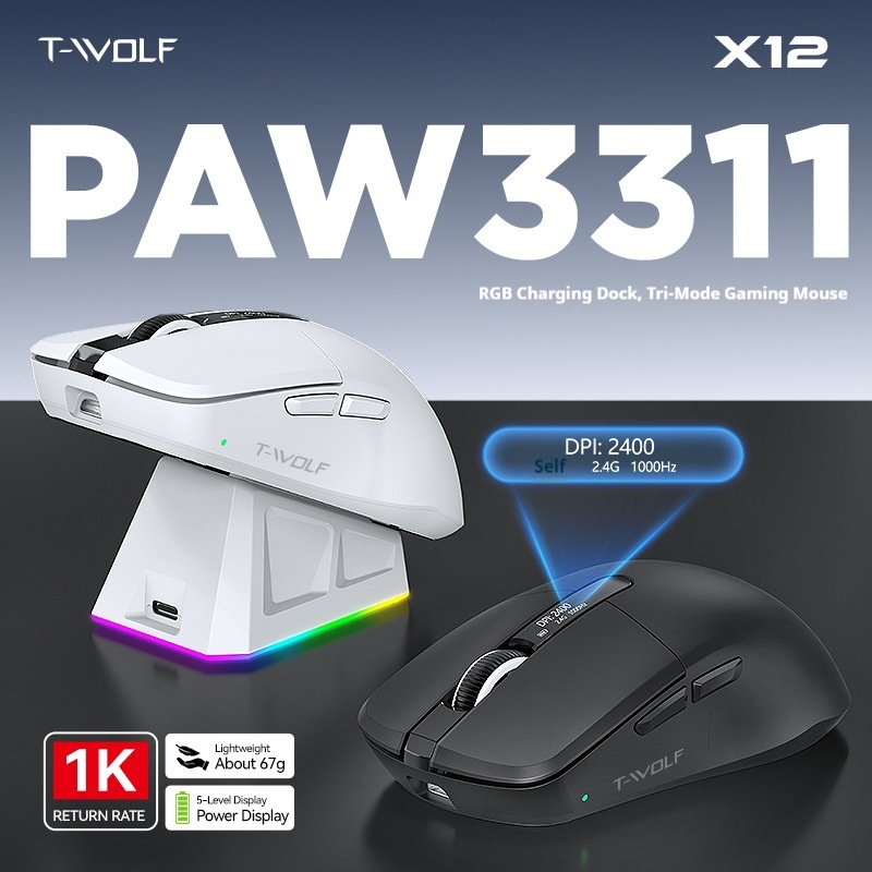 เมาส์เกมมิ่งไร้สาย T-Wolf X12  - Laptop Mouse บทวิจารณ์และราคา