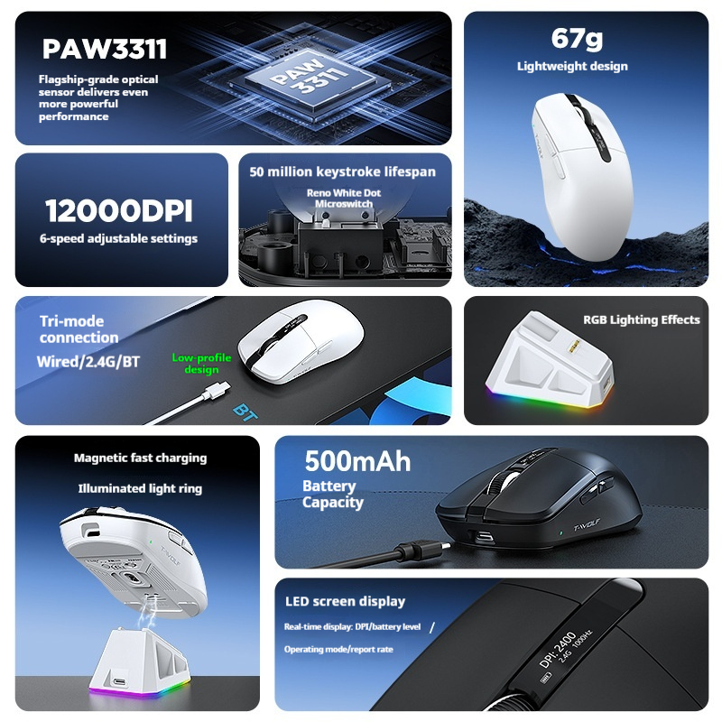 เมาส์เกมมิ่งไร้สาย T-Wolf X12  - Laptop Mouse บทวิจารณ์และราคา